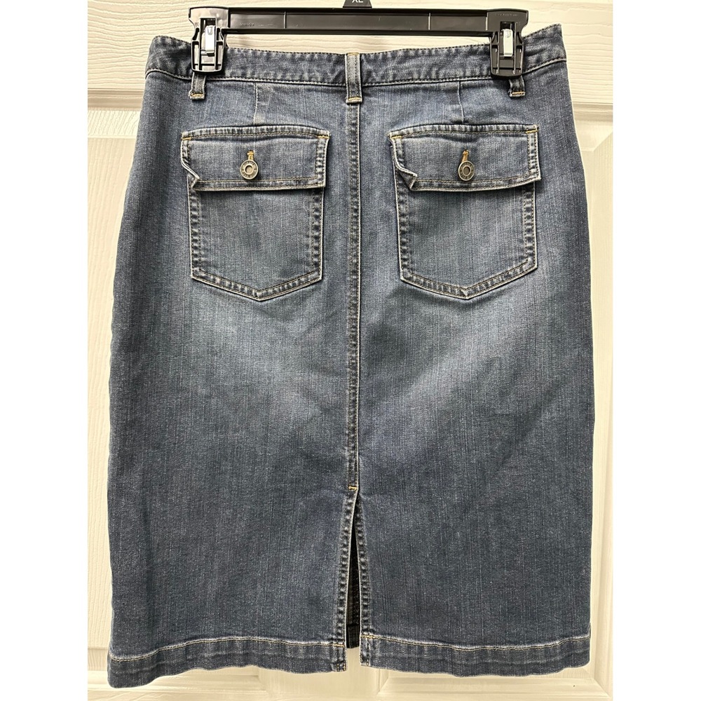 Talbots Womens Size 6 Blue Denim Stretch Pencil Skirt Medium Wash Knee Length